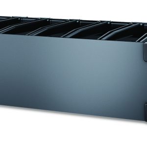 Horizontal Cable Manager, 2U x 6" Deep with Cable Tie-off bottom plate, Single-Sided with Cover